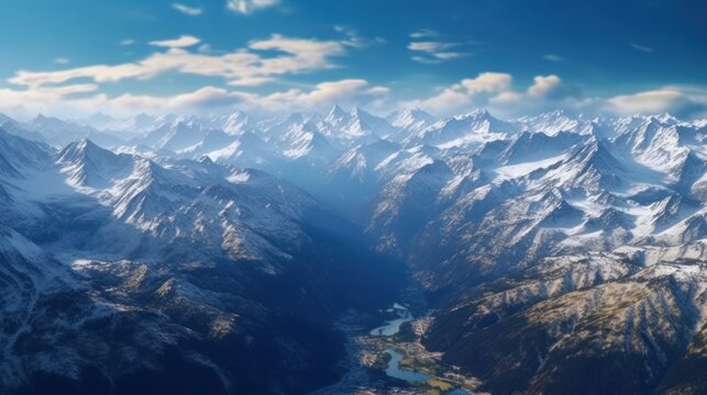 snow covered mountains in winter HD 8K wallpaper Stock Photographic Image