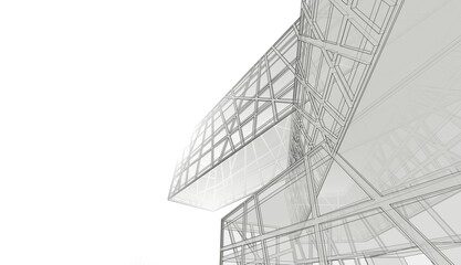 Modern architecture 3d illustration 