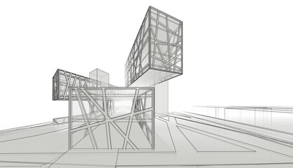 Modern architecture 3d illustration 