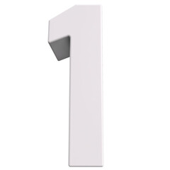 3d white number 1