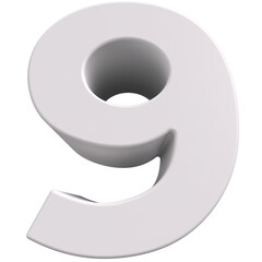 3d white number 9