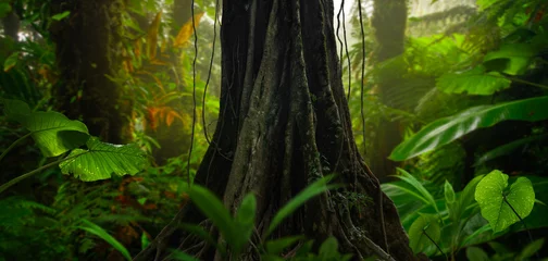 Foto op Plexiglas Tropical rainforest with big tree © quickshooting