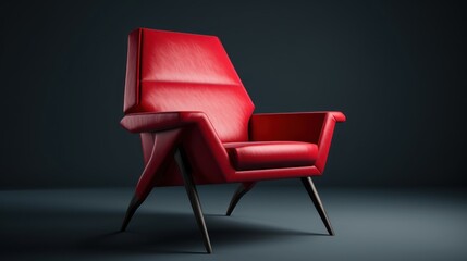 red chair on black background HD 8K wallpaper Stock Photographic Image