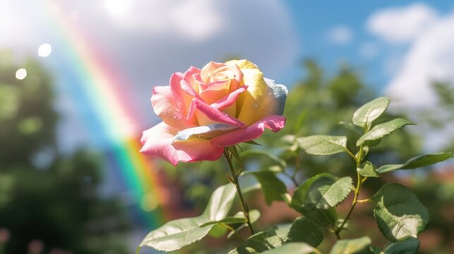 pink rose in the garden HD 8K wallpaper Stock Photographic Image