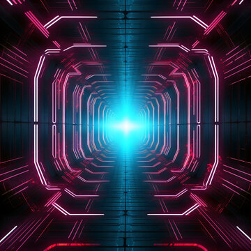 Tunnel Neon Futuristischer Hintergrund Logo &ndash; erstellt mit KI