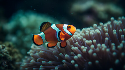 Fototapeta na wymiar Clownfish in the Marine Realm. Generative AI