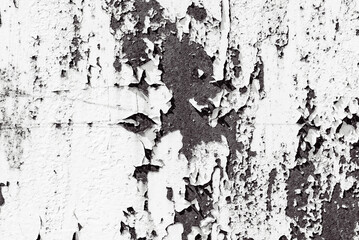 Texture of rusty old metal with cracked peeling paint. metal background