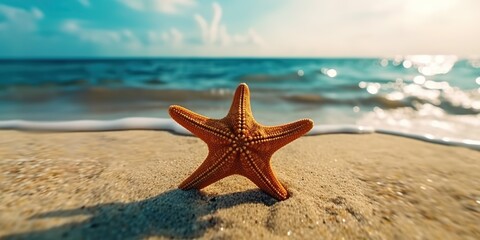Fototapeta na wymiar AI Generated. AI Generative. Sea navy nautical marine starfish beach island sand ocean vacation relax sun vibe. Graphic Art