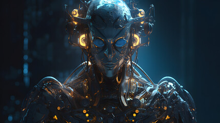 Obraz na płótnie Canvas Cyber robot portrait. Generative AI