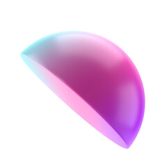 3d element semisphere metal geometric shape. Realistic glossy turquoise and lilac gradient luxury template decorative design illustration. Minimalist bright semi sphere half circle volumed round mocku