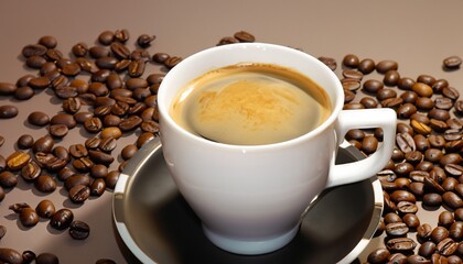 cup of coffee with beans