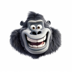 Cartoon Gorilla mascot smiley face on white background