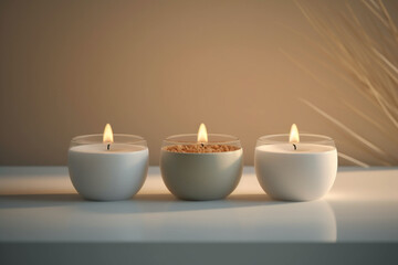 Obraz na płótnie Canvas Minimalist Elegance: Tee candles adding a touch of simplicity and beauty Generative AI