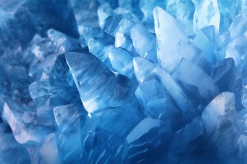 Luminous blue crystal ice glacial texture palace arctic frost snow ice, fog, foreboding,diffused light, smooth sharp rendering, hyper realistic, Intricate fine details Generative AI