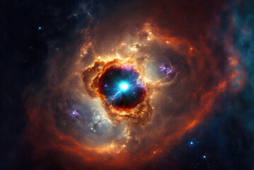 Majestic release of energy of cosmic star collapse in deep space wallpaper illustration.