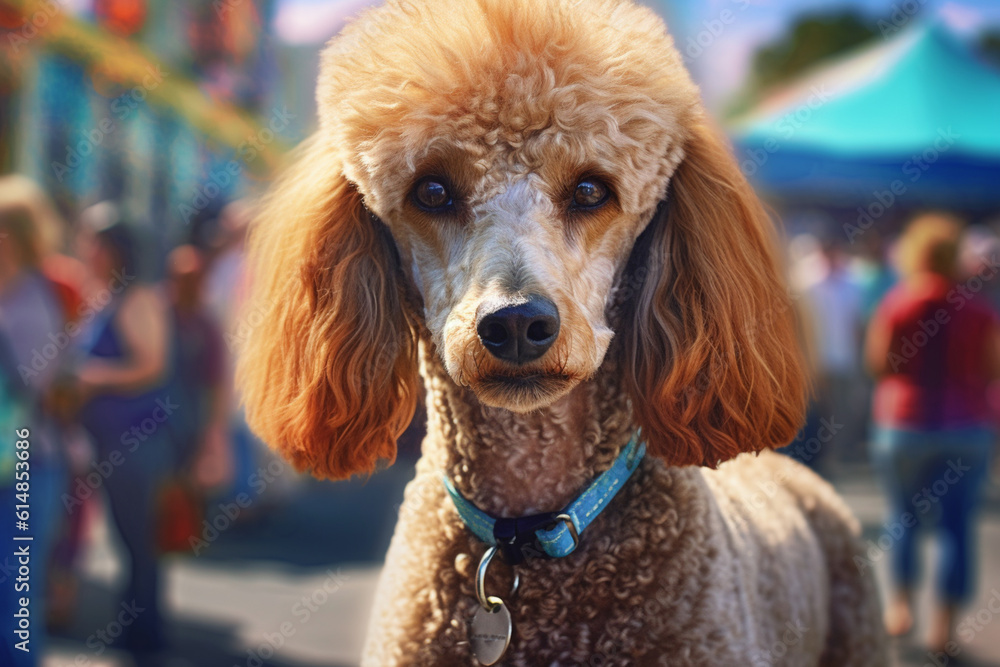 Aufkleber a well-groomed poodle participating in a dog show, displaying the artistry and dedication of groomin