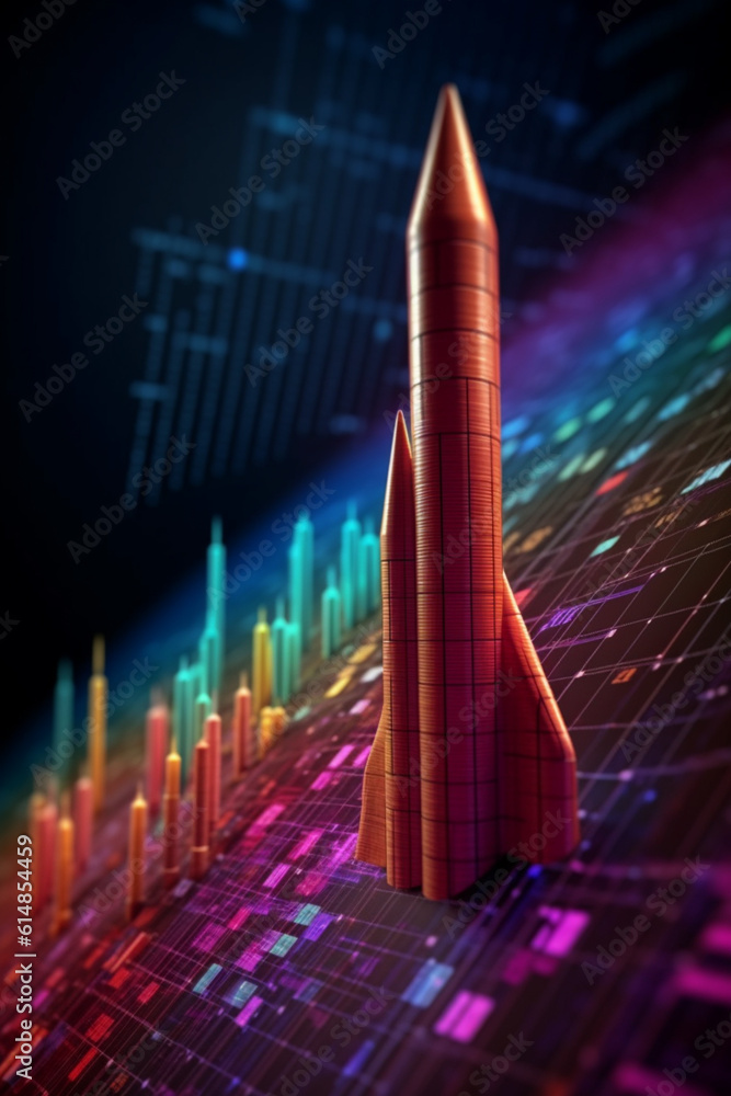 Leinwandbilder a conceptual illustration of stock market chart lines transforming into a rocket, representing the p