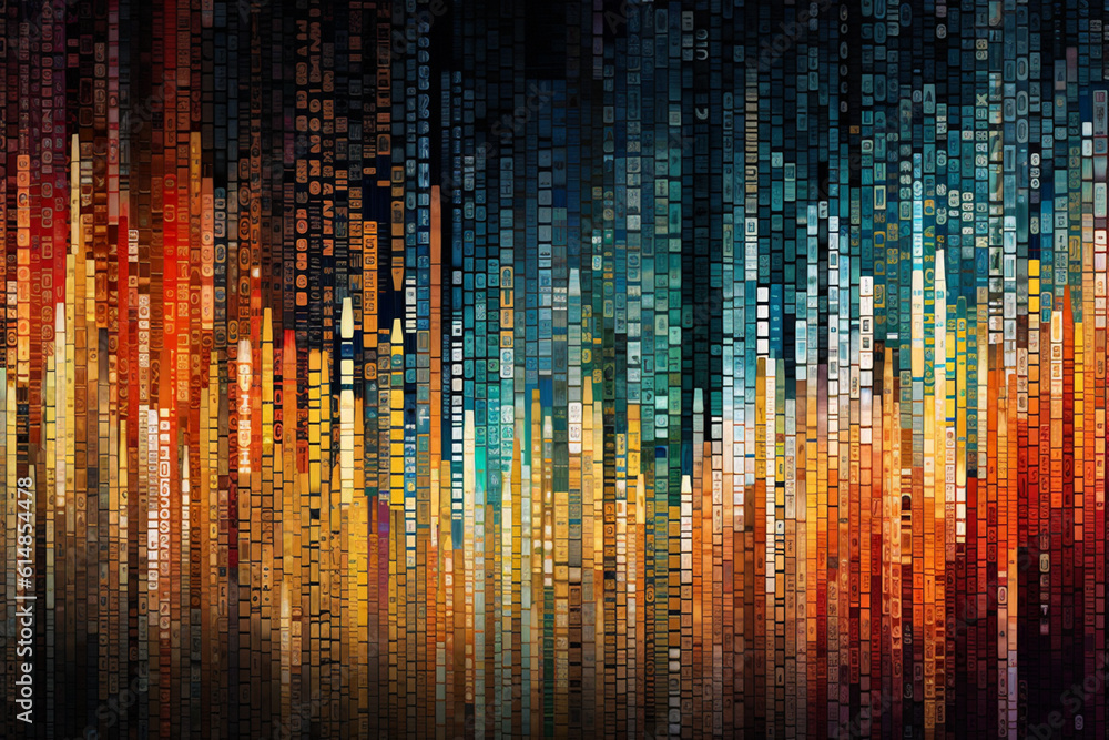 Fototapete an artistic representation of stock market chart lines painted on a canvas, blending abstract and fi