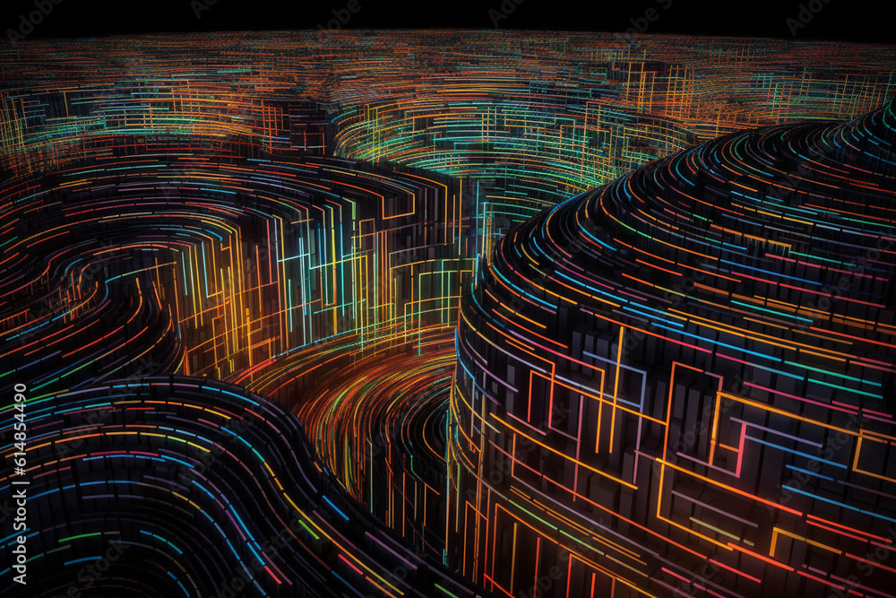 Aufkleber  A composite image of stock market chart lines transforming into a maze, signifying the challenges and complexities of navigating the financial markets.  Generative AI technology.