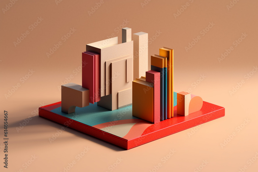 Poster a minimalist illustration of an abstract book with simple geometric shapes and lines, emphasizing th