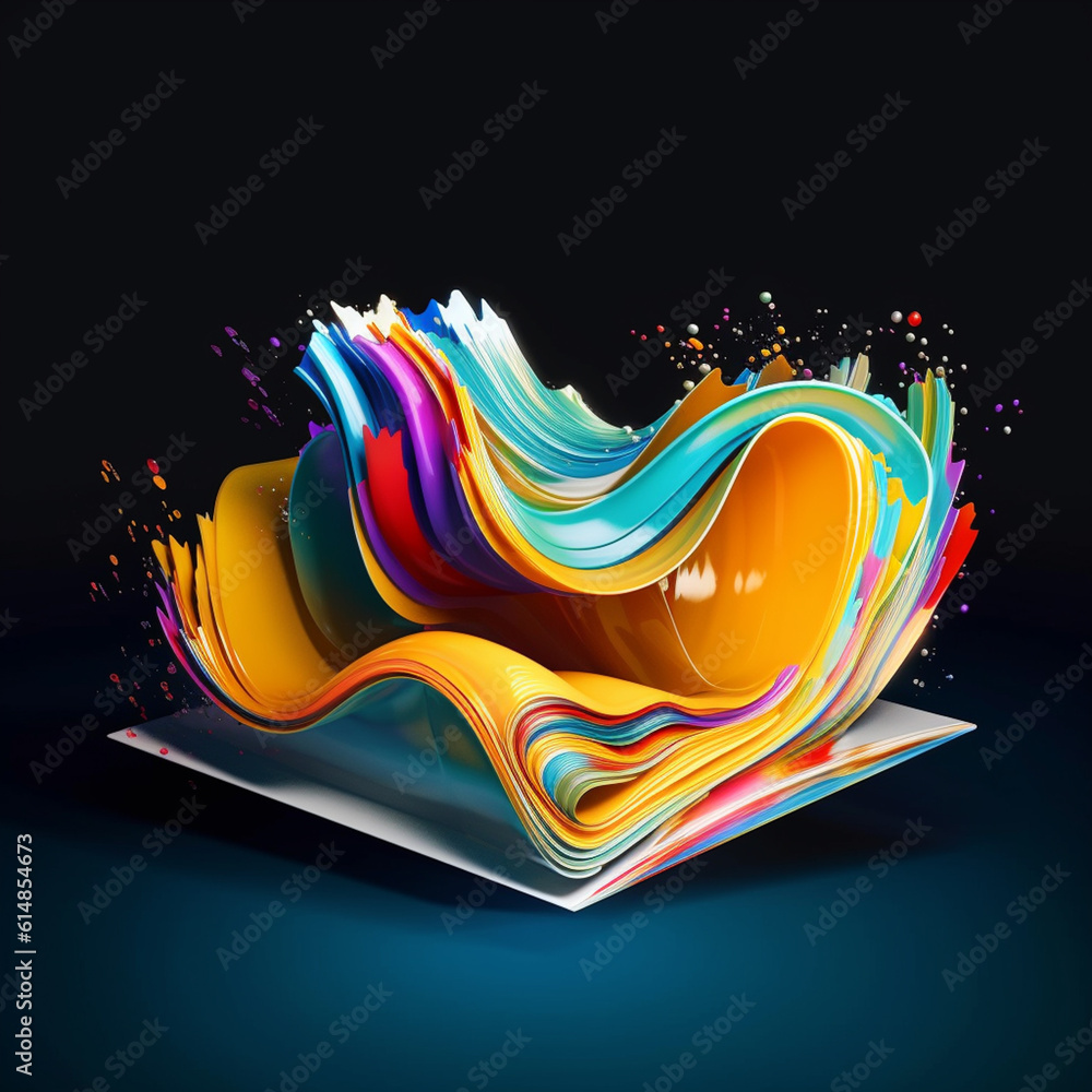Aufkleber an artistic representation of an abstract book with pages unfurling like a wave, symbolizing the dyn
