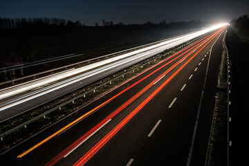 Fototapeta na wymiar evening highway with long exposure at dark