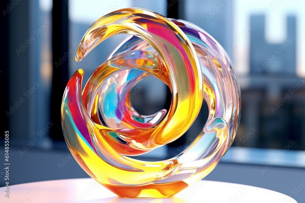Leinwandbilder an abstract sculpture made of transparent materials, capturing the essence of lightness and transpar