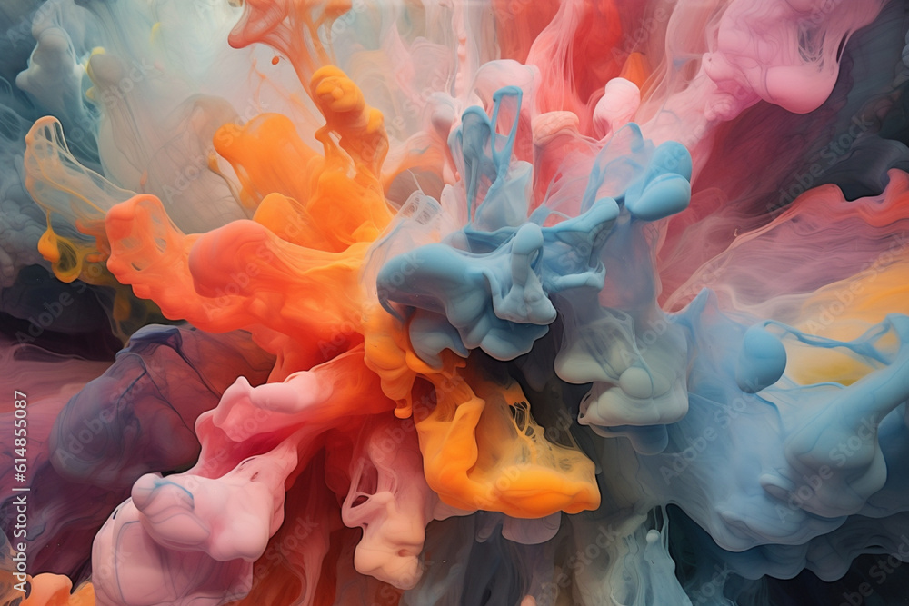 Poster A series of abstract paintings exploring the concept of clear energy through different color palettes and brushwork techniques, conveying emotions and vibrations.  Generative AI technology.