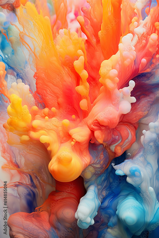 Poster An abstract painting with layers of translucent paint, creating a sense of depth and luminosity that represents the presence of clear energy.  Generative AI technology.