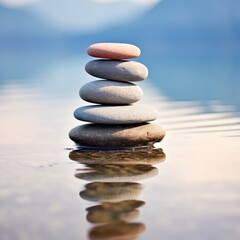 Fototapeta na wymiar Zen stones in water. Zen concept. Harmony and meditation. Zen stones. created with Generative AI technology