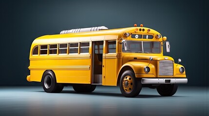 Plakat Traditional yellow schoolbus created with Generative AI technology