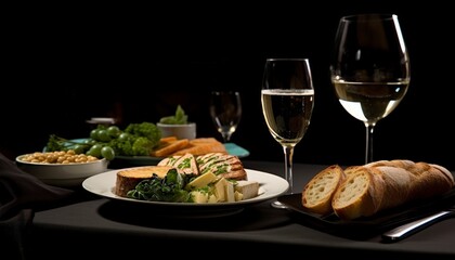 classy table setting with food and drink