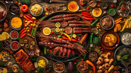 Obraz na płótnie Canvas A Culinary Journey through a Variety of Barbecue Delicacies. Generative AI