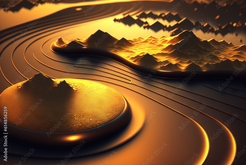 Poster Abstract science and technology background with shiny connection elements and sci-fi intefrace. Tech abstraction wallpaper. Generated AI.