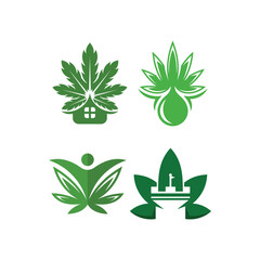 Set Cannabis Logo Design Template, element graphic illustration logo