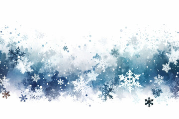 Naklejka na ściany i meble Christmas composition of snowflakes on a white background. Winter concept. AI Generative