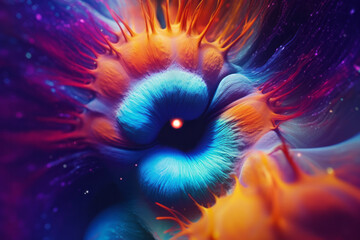 Abstract concept design of space forming through an iris, background art.