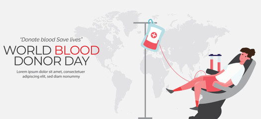 World blood donor day.horizontal banner template. Blood donation illustration