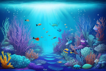 Fototapeta na wymiar Welcome to a Colorful Underwater Wonderland , generation Al