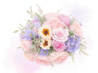 Obraz na płótnie Canvas bridal bouquet watercolor on white background. ai generative