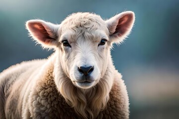 Obraz premium white sheep on pastel background. ai generative