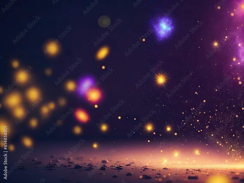 Aufkleber magical neon background with bokeh and tiny. ai generative