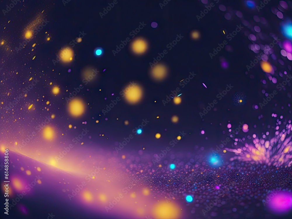 Aufkleber magical neon background with bokeh and tiny. ai generative