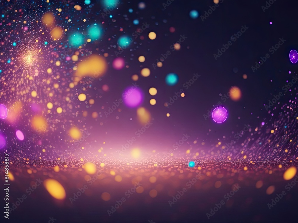 Aufkleber magical neon background with bokeh and tiny. ai generative