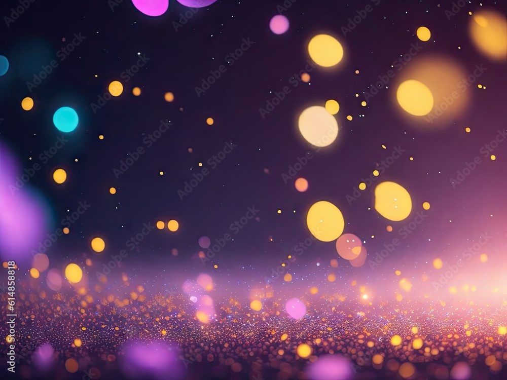 Aufkleber magical neon background with bokeh and tiny. ai generative
