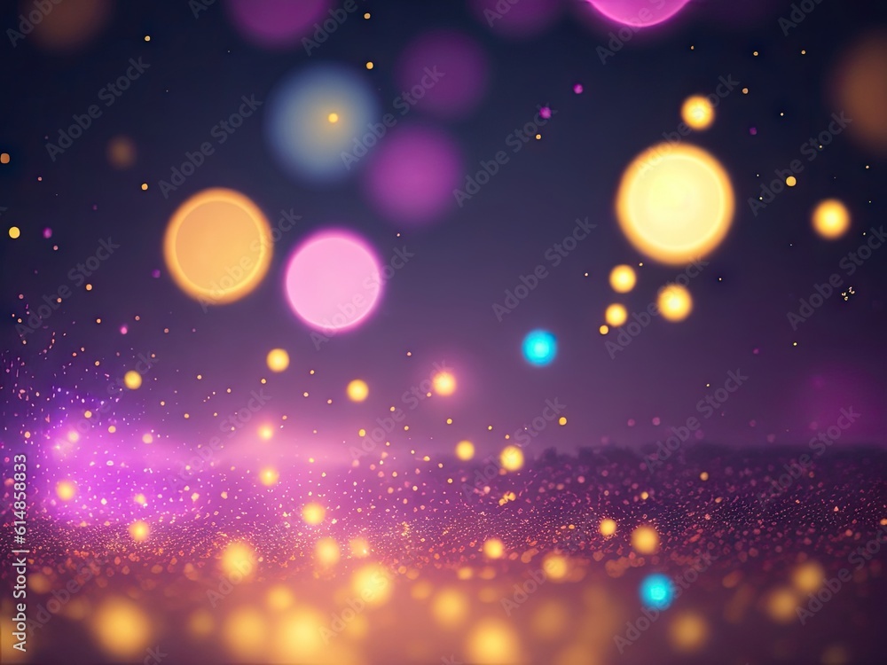 Aufkleber magical neon background with bokeh and tiny. ai generative