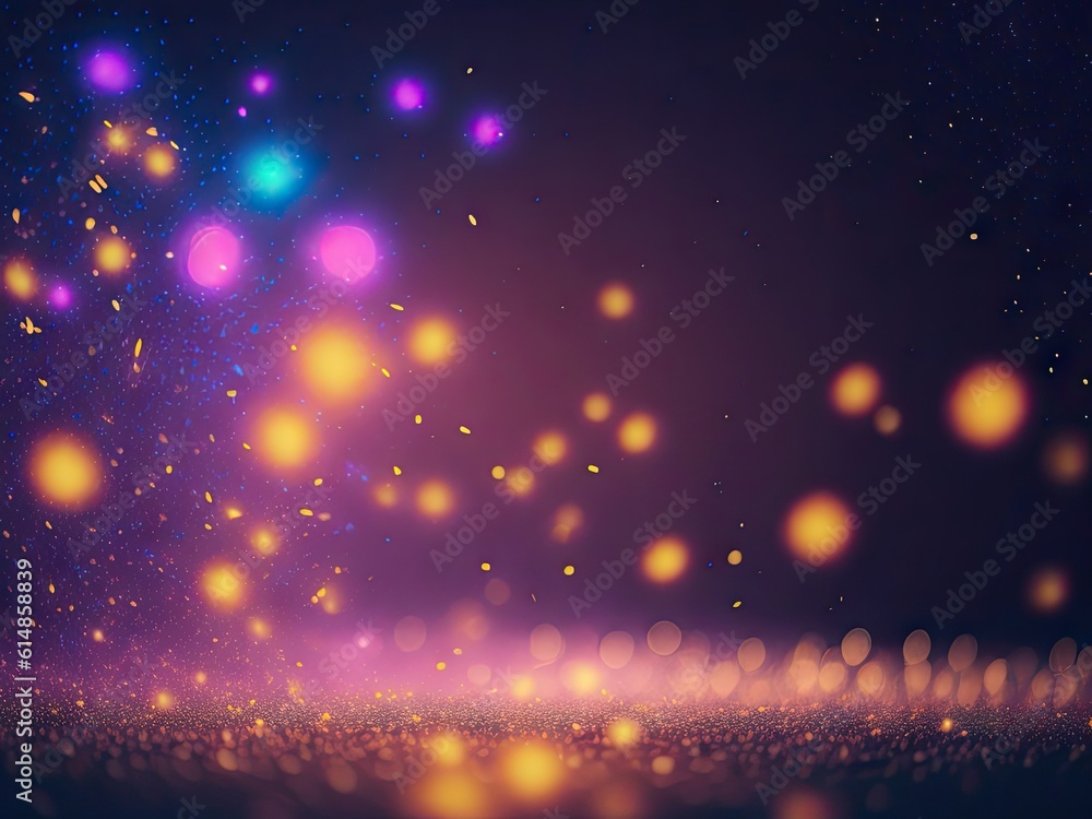 Aufkleber magical neon background with bokeh and tiny. ai generative