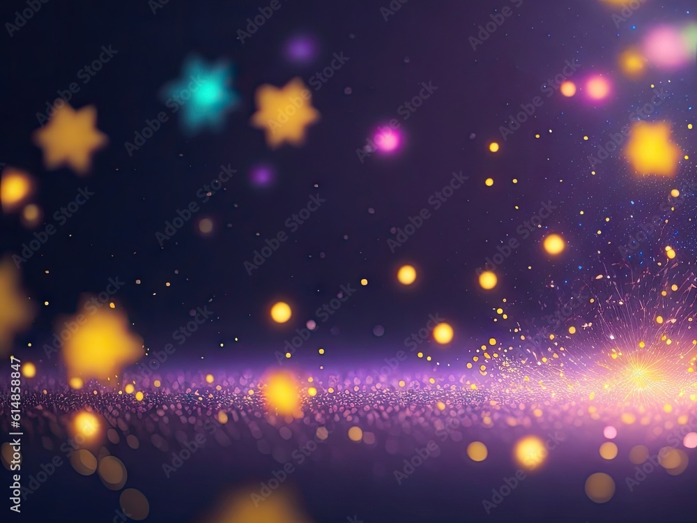 Aufkleber magical neon background with bokeh and tiny. ai generative