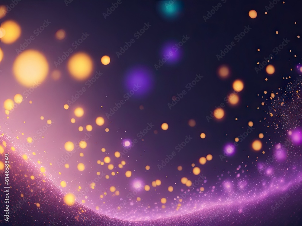 Poster magical neon background with bokeh and tiny. ai generative
