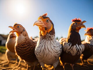 Fototapeta premium portrait of chicken look on camera. ai generative